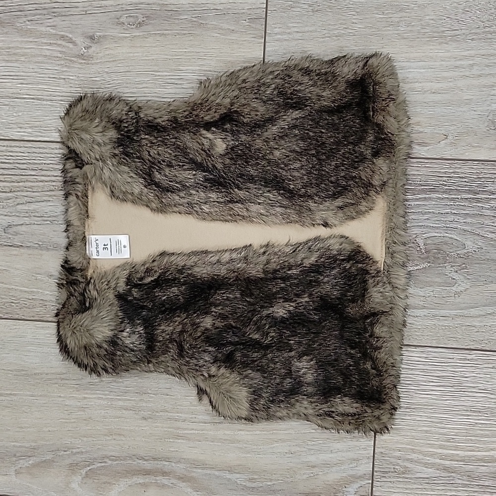 Carter's Little Girl Size 3T Brown Faux Fur Vest